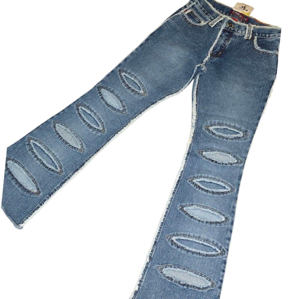 Zana Di Jeans Womens Sz 7 Distressed Cut Out Denim Y2K Grunge Raw Edge